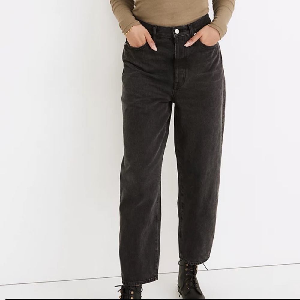Madewell Petite Balloon Jeans Size 25P Noll Wash Faded Black
